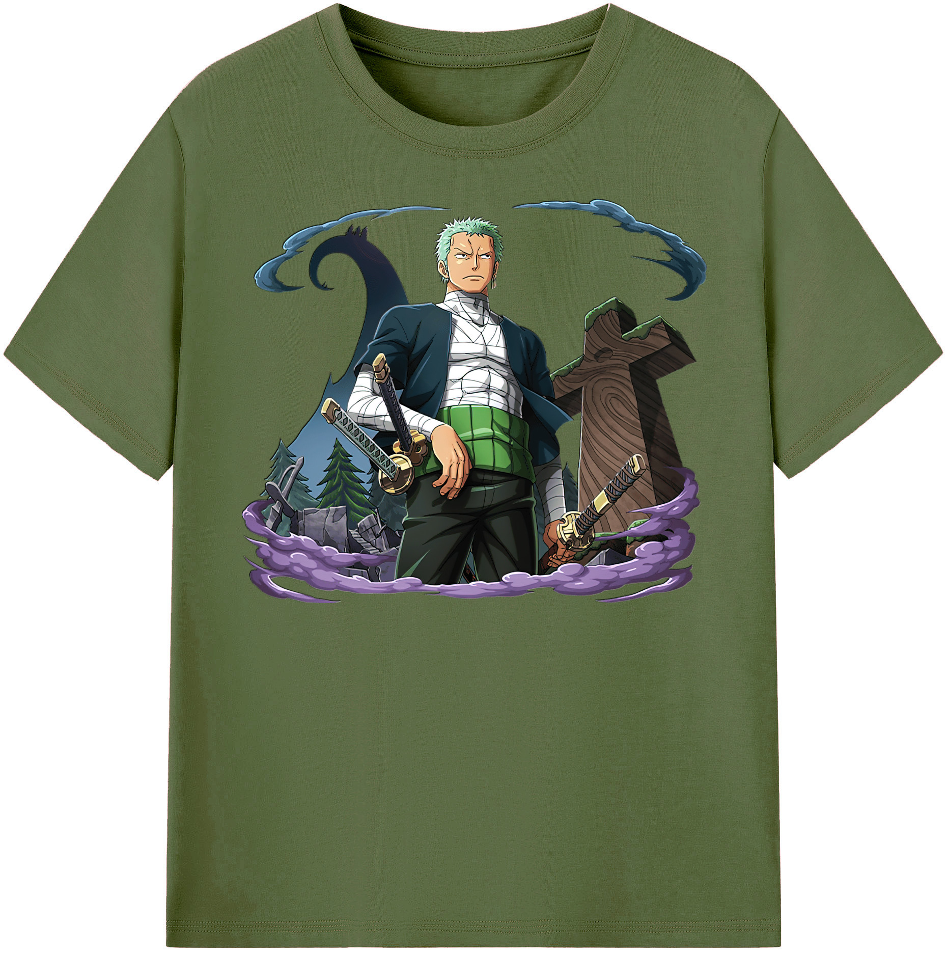 ワンピース ロロノア・ゾロ ONE PIECE Roronoa Zoro 綿100％半袖Tシャツ（フロントプリント）